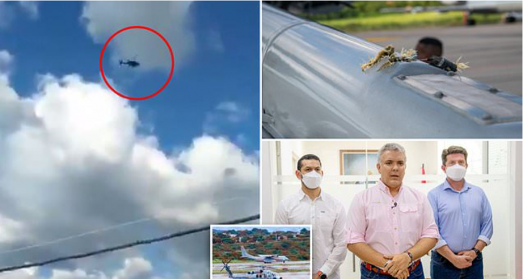 Momenti kur qëllohet me breshëri plumbash helikopteri i Presidentit kolumbian (Video)