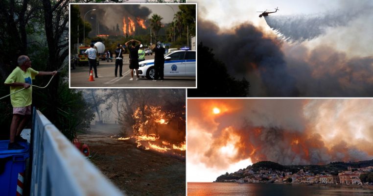 Greqia e rrethuar nga flakët/ Zjarret djegin banesa, biznese dhe makina (Foto)
