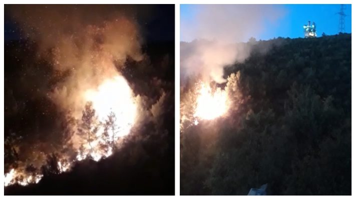 Zjarr në Borizanë, flakët afrohen pranë fabrikës së çimentos