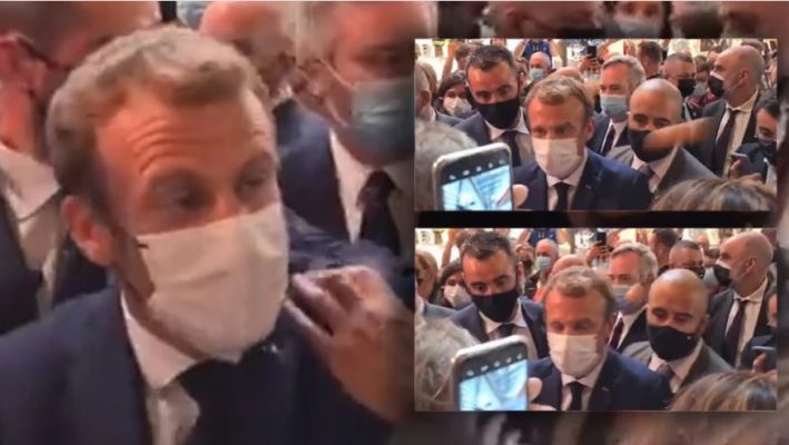 VIDEO/ Presidenti Macron “sulmohet” sërish, goditet me vezë në mes të turmës