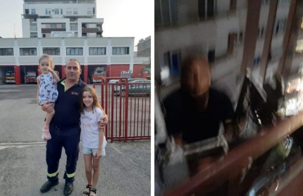 I shpëtoi dy vajzat, babai gjen zjarrfikësin hero të Tiranës dhe shkon ta falenderojë bashkë me vogëlushet