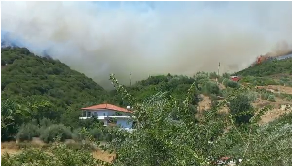 Zjarr në Peshkëpi të Vlorës/ Rrezikohen banesat, zjarrfikëset nisen drejt ngjarjes