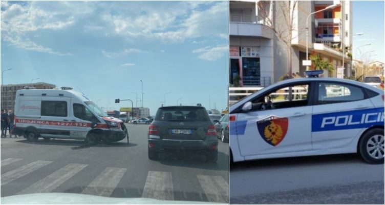 Aksident në Tiranë/ Ambulanca përplaset me një makinë, lëndohet pacientja
