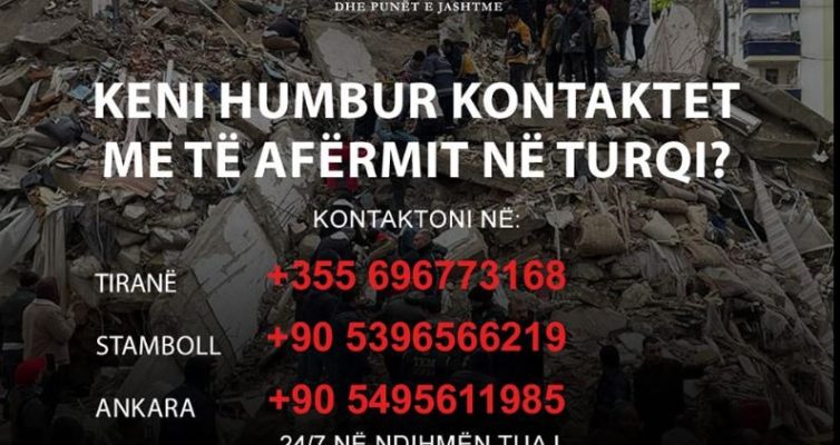 Ministria e Jashtme publikon kontaktet për shqiptarët që duan ndihmë, pas tërmetit shkatërrues në Turqi