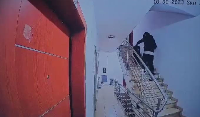 VIDEO/ Me skafandër në kokë, hajduti futet në banesë dhe vjedh kasafortën e kryefamiljares së vetme