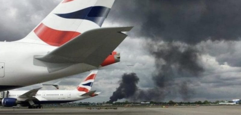 Zjarr masiv në aerport në Londër, anulohen të gjitha fluturimet