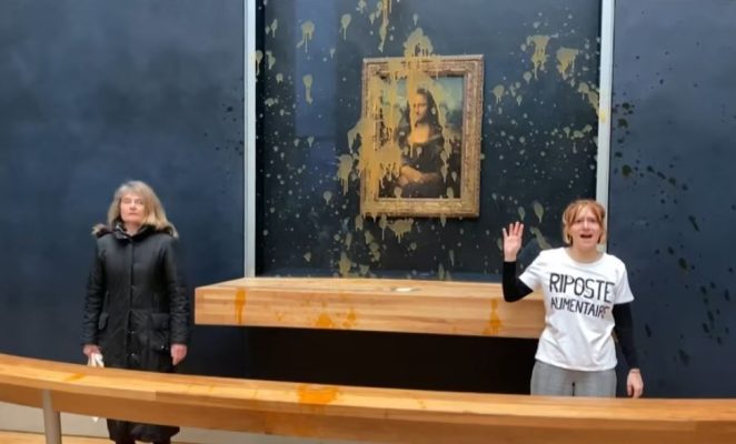 Aktivistet e klimës hedhin supë drejt xhamit mbrojtës të Mona Lizës