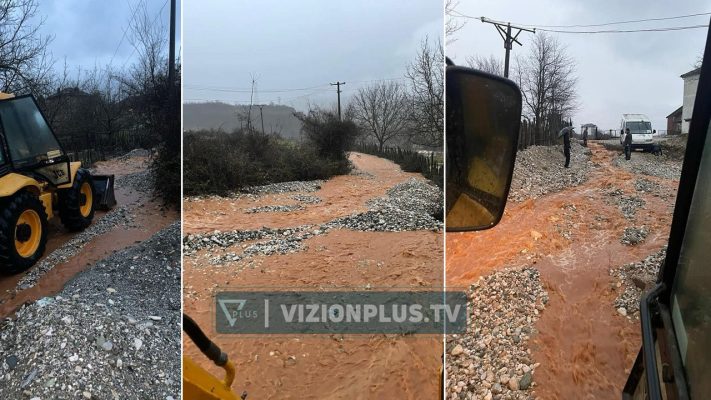 Reshjet e dendura të shiut krijojnë probleme në aksin Librazhd-Elbasan, rrëshqitje masive dherash