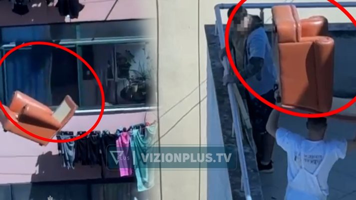 VIDEO/ “Fluturuan” moblijet nga ballkoni, e pësojnë dy qytetarët në Durrës