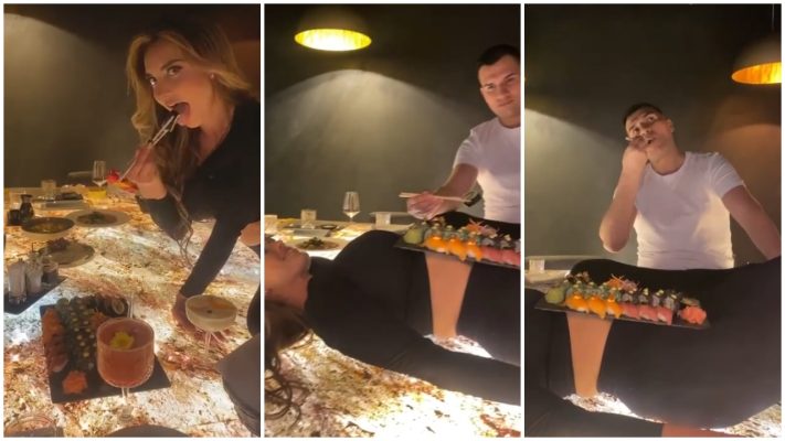 VIDEO/ E papërmbajtshme, Genta Ismajli i servir bashkëshortit ushqim mbi trupin e saj