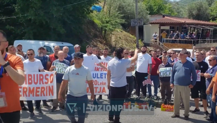 Fermerët bllokojnë rrugën, në protestë kundër grumbulluesve: Po na marrin prodhimin me 20 lekë Fermerët bllokojnë rrugën, në protestë kundër grumbulluesve: Po na marrin prodhimin me 20 lekë