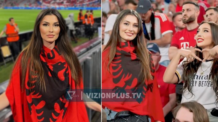 Mori gjithë vëmendjen në gjysmëfinalen e Champions League, kush është tifozja bukuroshe që mban flamurin shqiptar