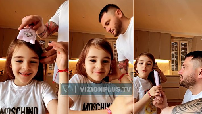 VIDEO/ Babë e bijë, Bes Kallaku i stilon flokët Ajkës