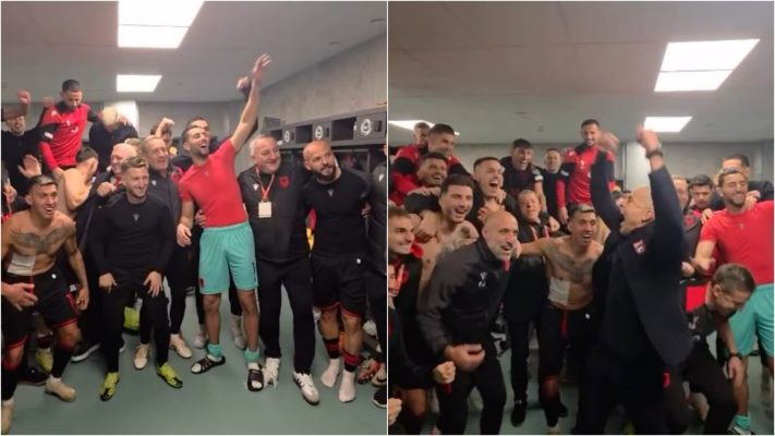 Kualifikimi i Shqipërisë në Play Off të Kupës së Botës, Sylvinho ndan pamjet nga festa në dhomat e zhveshjes