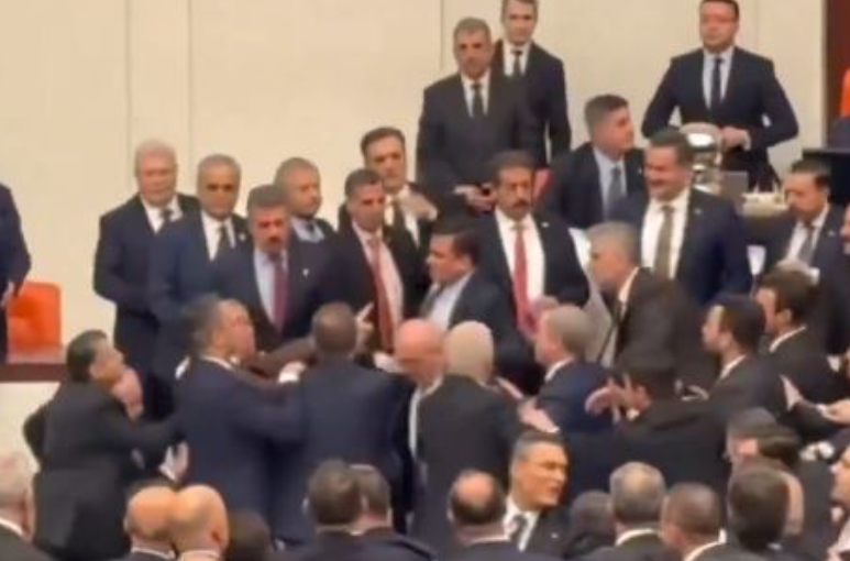 VIDEO  Parlamenti turk kthehet në arenë boksi  deputetët përleshen me grushta