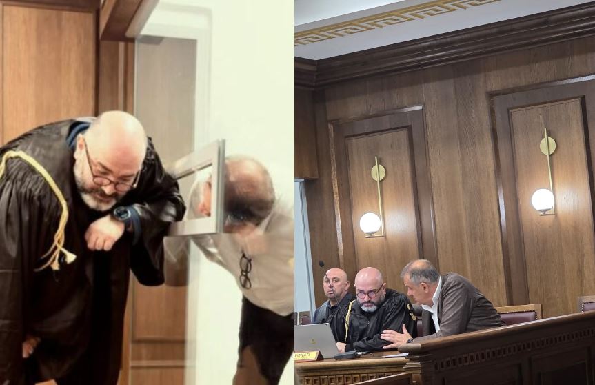 Ilir Beqaj nxirret nga kafazi i qelqtë  ulet në bankën e të akuzuarit pasi fitoi betejën me gjykatën