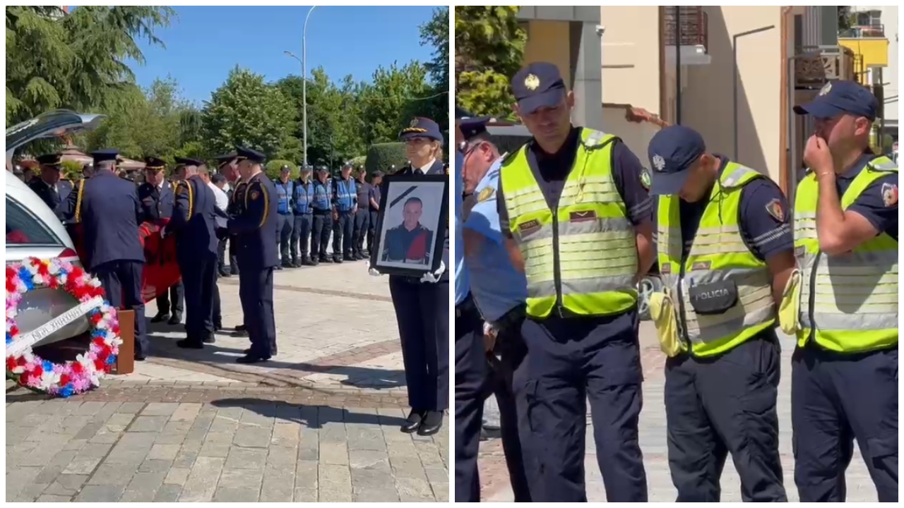 Kolegët nuk mbajnë lotët  mbahen homazhet për efektivin Enea Mekollin  u vra në krye të detyrës