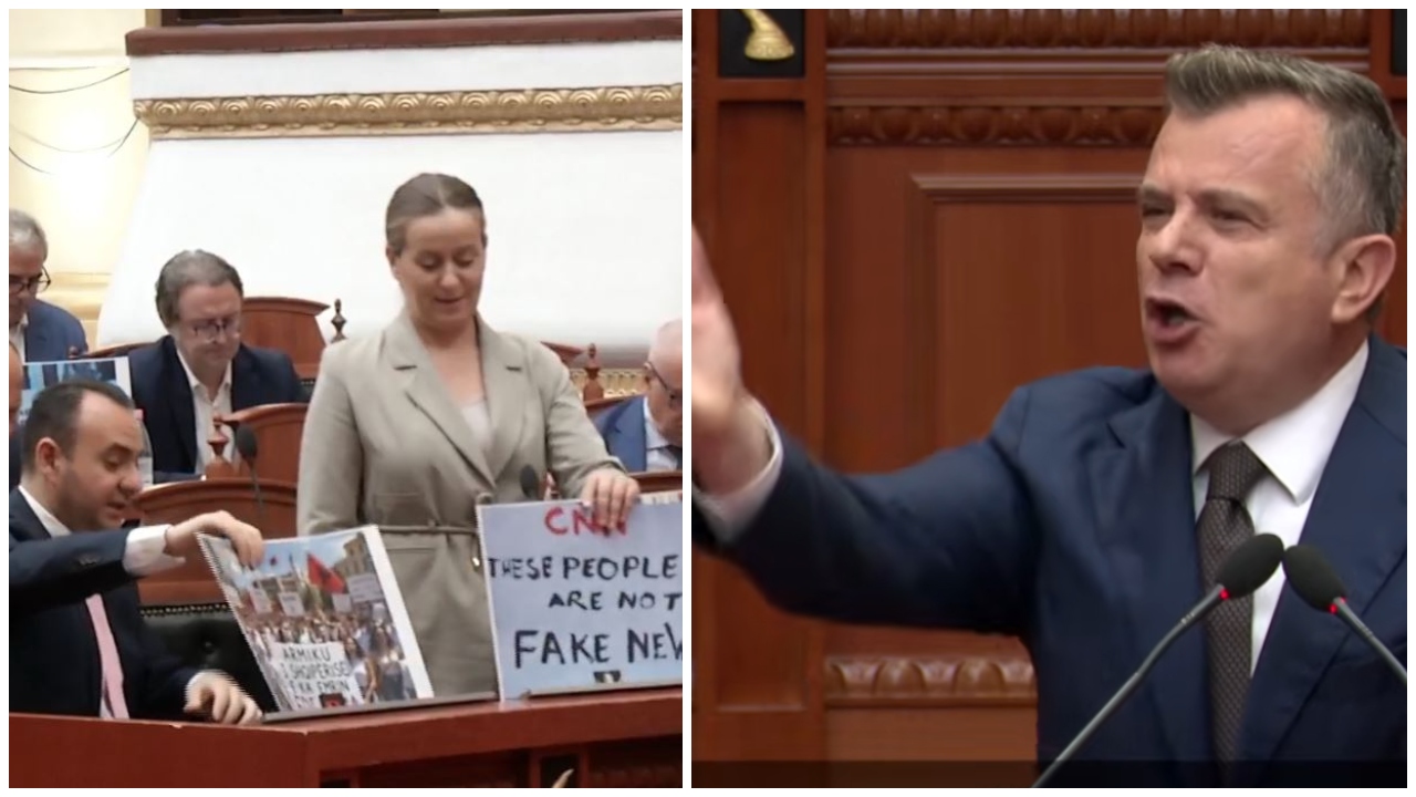 Demokratët me pankarta në Kuvend  Balla  Flamingo nga Temu  Projekti në Zvërnec do vazhdojë  Shqipëria drejt BE