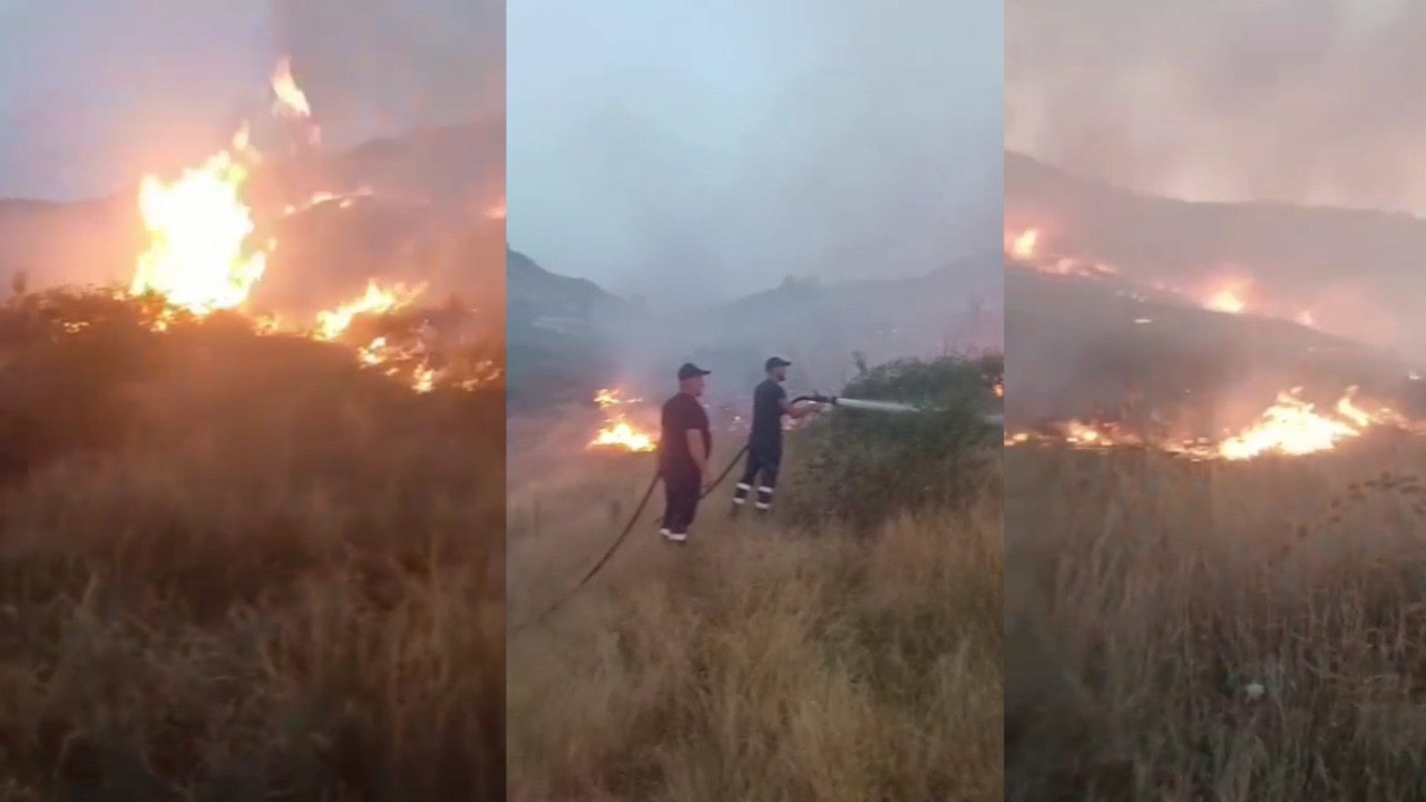 Zjarr në varrezat e fshatit Libonik  në terren forcat zjarrfikëse