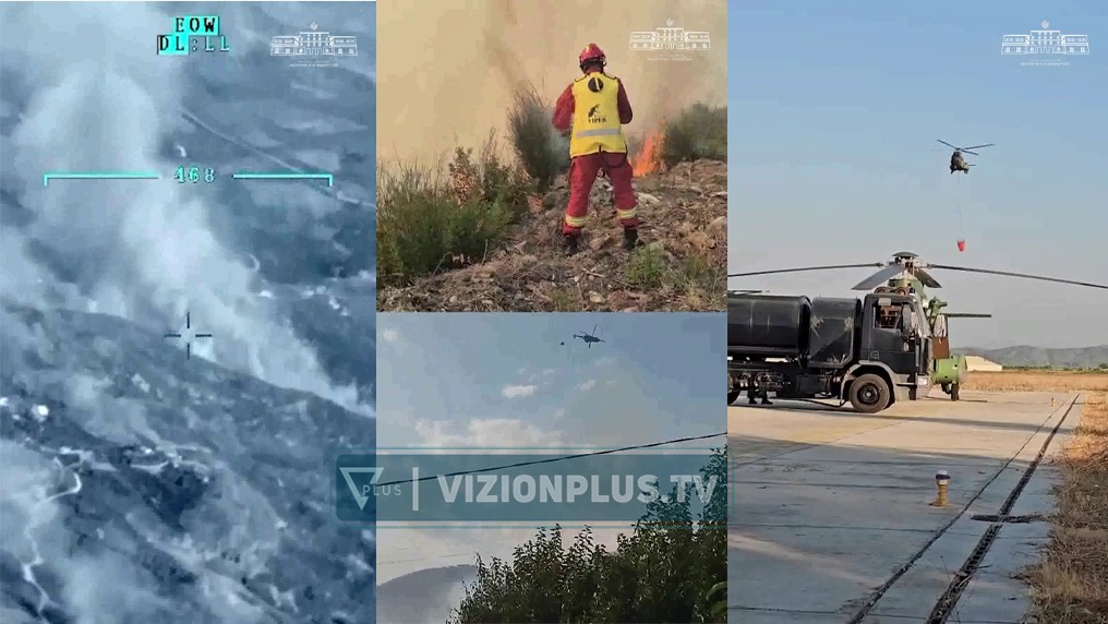 Ministri Nufi nxjerr pamjet  3 helikopterë në aksion për shuarjen e flakëve në Delvinë dhe Finiq