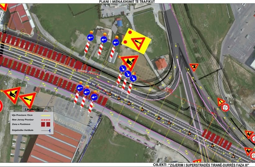 Punimet për autostradën  ARRSH njoftim të rëndësishëm  Devijohet trafiku në aksin Tiranë Durrës më 14 dhe 15 gusht