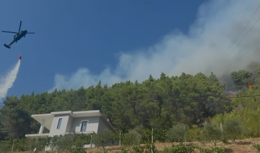 Zjarr në Milot  bimësia dhe terreni i vështirë favorizojnë flakët  Rrezikohen banesat