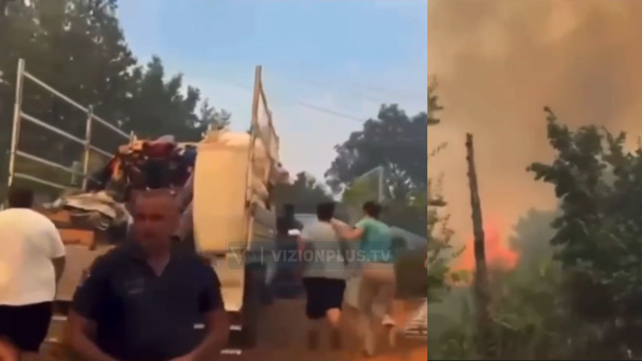  Shpejt  shpejt jashtë   Flakët përpijnë banesën  momenti kur familja nxirret me urgjencë  VIDEO 