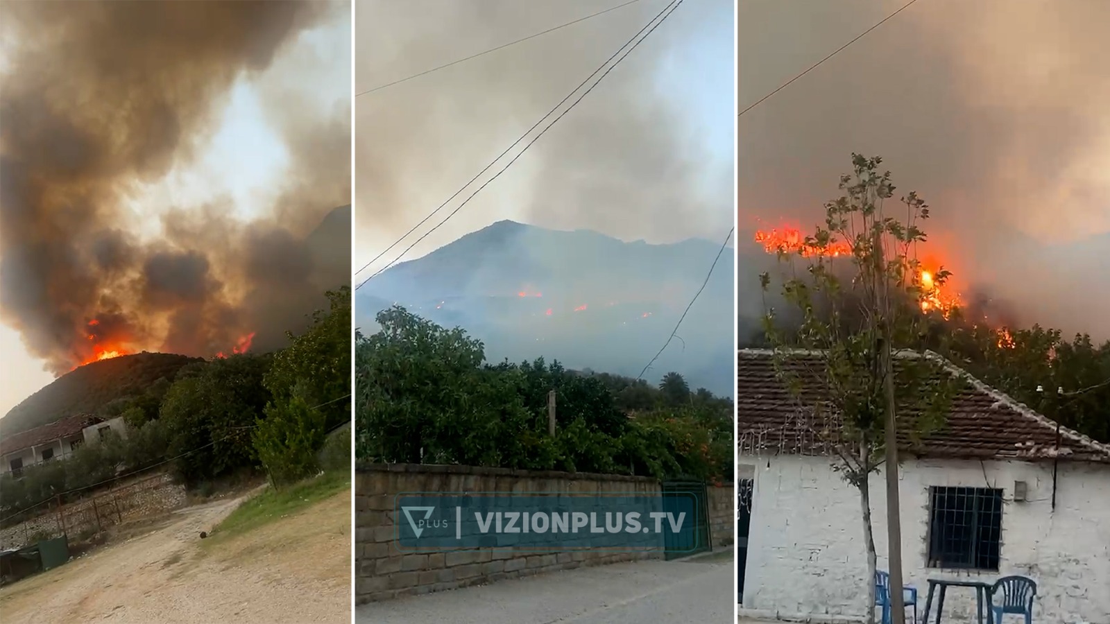 Zjarr masiv në Dragot të Tepelenës  flakët përhapen me shpejtësi