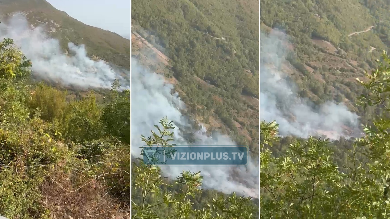 Krujë  Zjarr në fshatin Kroj i Madh  era dhe terreni i vështirë favorizojnë përhapjen e flakëve