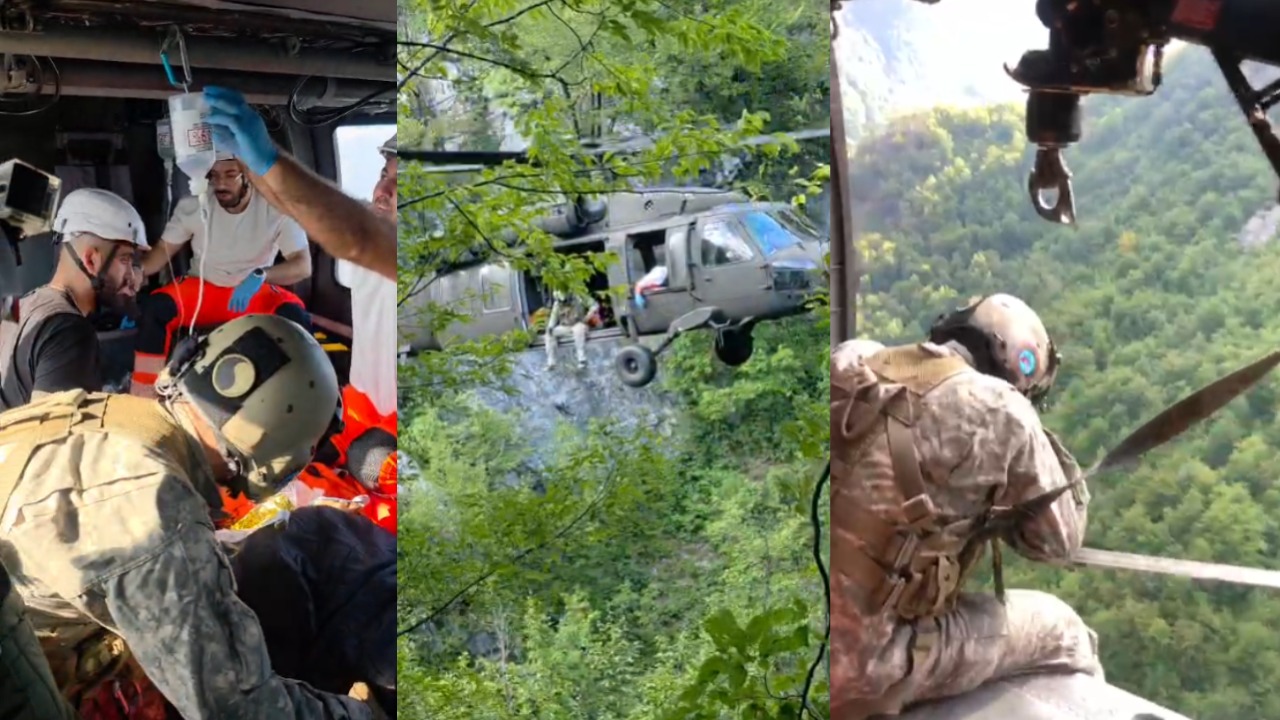 Turisti bie në humnerë në Shkodër  shpëtohet nga  Black Hawk  dhe dërgohet në Spitalin e Traumës