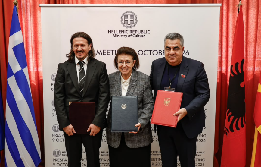 Puna për dosjen e Prespës në UNESCO  Ministri Gonxhja takim me homologun Grek dhe Maqedonas