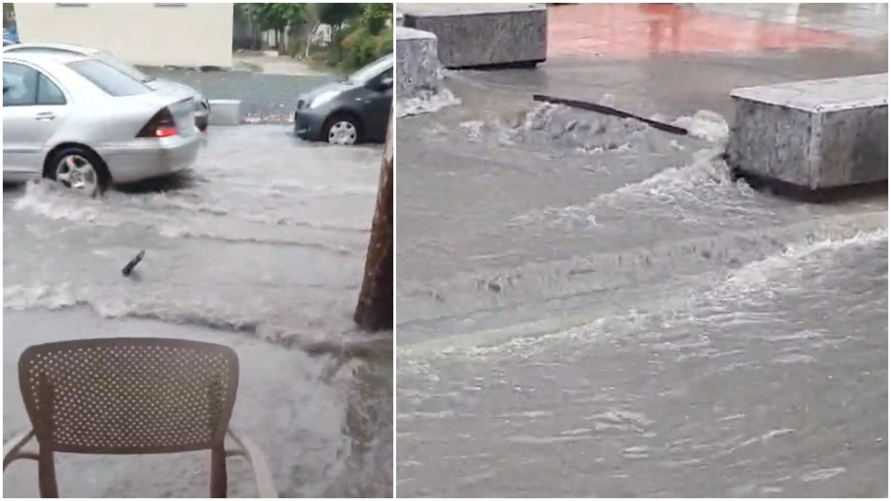 Vlorë  Kanalizimet nuk përballojnë reshjet  përmbyten rrugët kryesore të qytetit